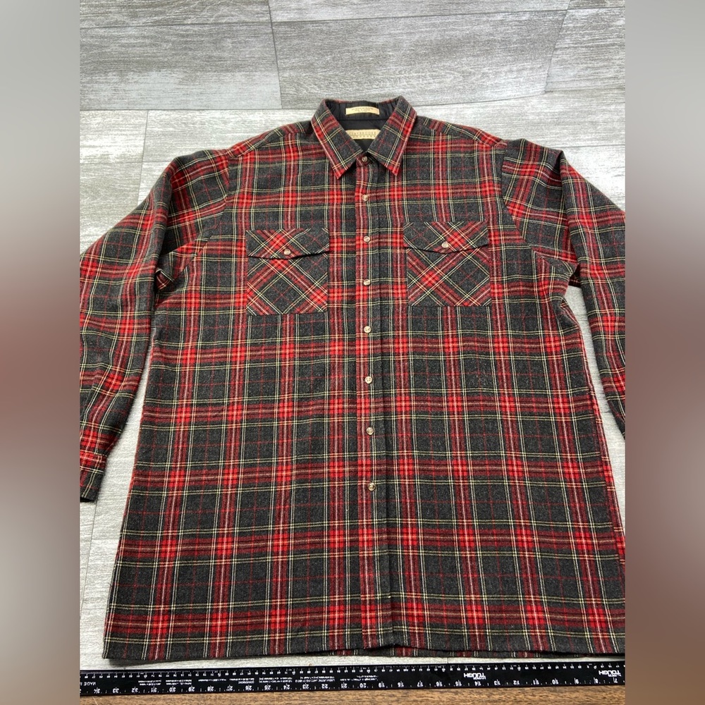 VTG ClayBrooke Outdoors Mens XXLT Tall Plaid Flannel Long Sleeve Shirt Ukraine